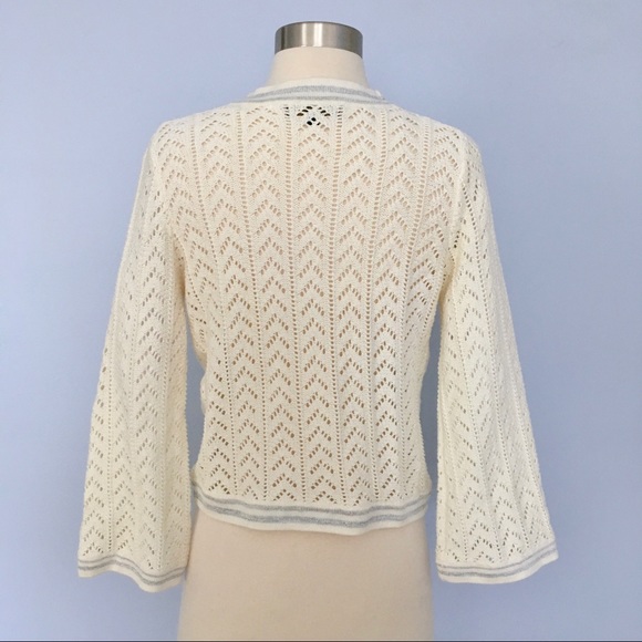 Sydney Easton Tie Front Bell Sleeve Sweater, Cream - Picture 3 of 8